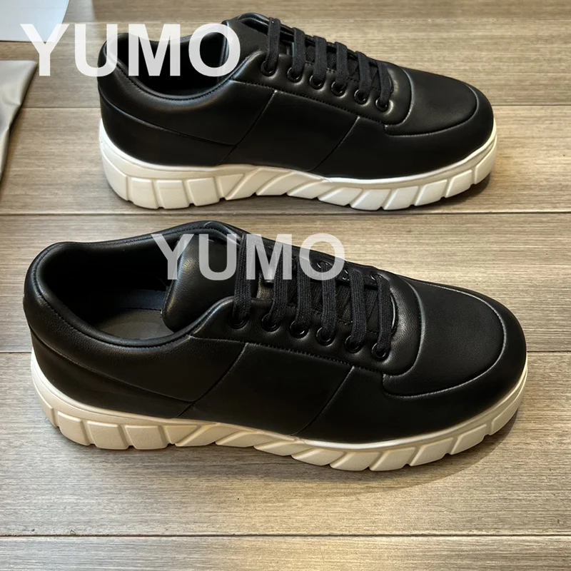 

2023 Newest Spring Autumn Men's Sneakers Size 45 Round Toe Genuine Leather Mixed Color Outdoor Comfort Small White Shoes