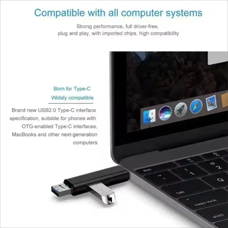 1/4개입 5 in 1 다기능 USB 2.0 타입 C USB 마이크로 USB SD TF 메모리 카드 리더 (안드로이드 컴퓨터 독 OTG 타입 C 어댑터용)