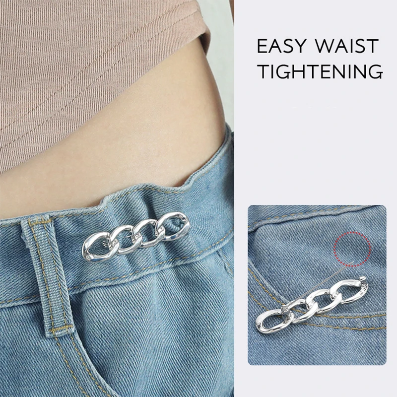 의류 브로치 허리 버클 조절 핀 허리 도구 허리 조절 가능 심리스 탈부착 가능 합금 DIY 체인 모양 라펠 핀