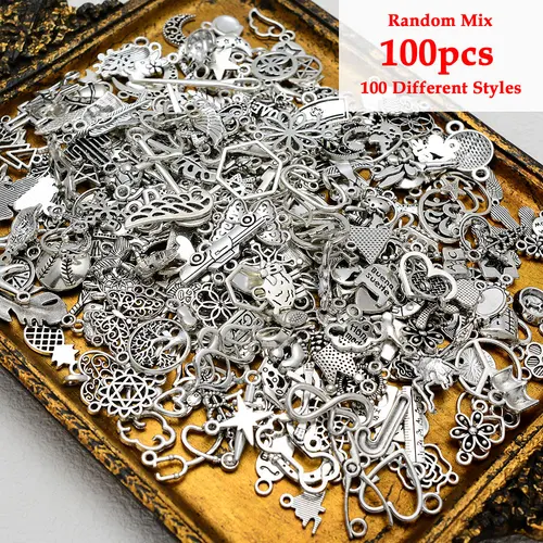 주얼리 제작용 랜덤 스타일 혼합 벌크 로트 참, DIY 팔찌 목걸이 귀걸이 키체인 펜던트, 도매 용품, 100 개 2