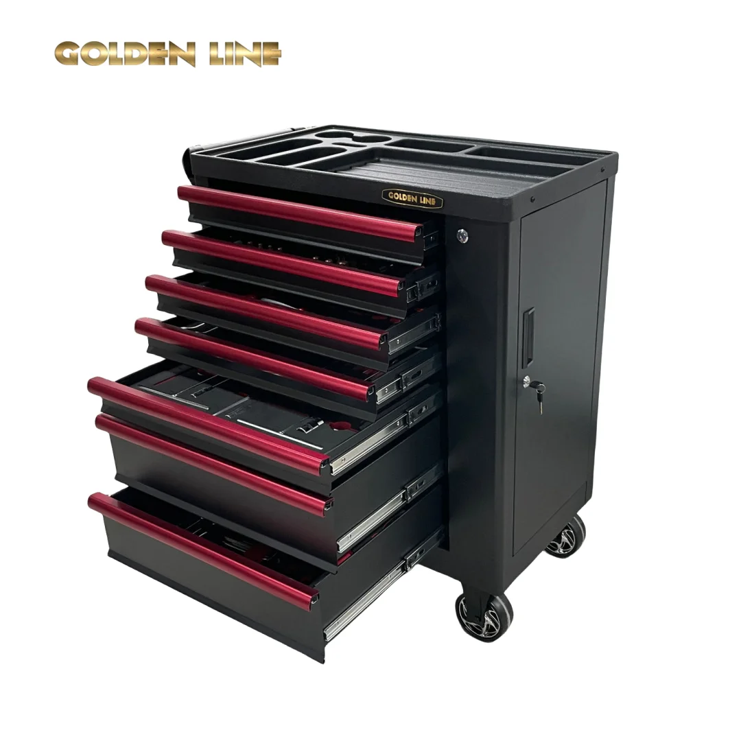 YyhcTool BoxGoldenline 7 Drawers Roller Tool Cabinet Classic Metal Storage Tool Carton Box Iron Handle Box With Odm Tool Powder 5