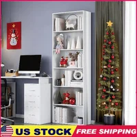 Modern 6 Tier Freestanding Bookcase Wooden Storage Bookshelf Home Office Living Room Easy Assembly Stylish Organization 1