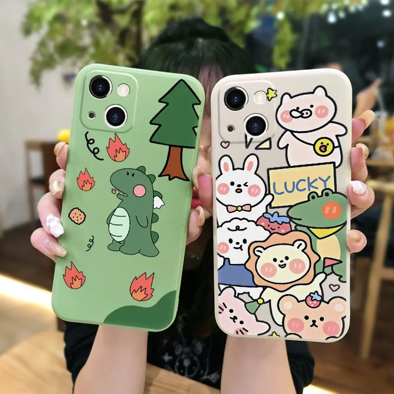 Custodia Per Telefono All Inclusive Con Fotocamera In Silicone Skin Feel Per Iphone14 Plus Cat Soft Shell Tinta Unita