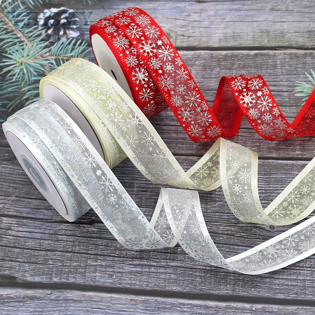 Christmas Ribbon, 10yards 10mm Wide Christmas Wrapping Ribbon Printed  Ribbons Christmas Tree Snowflake Ribbon - AliExpress