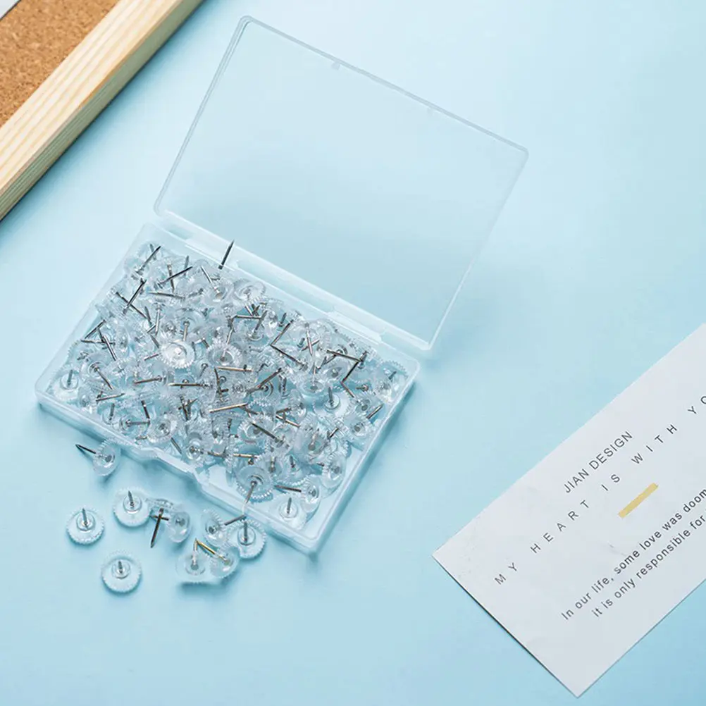 100Pcs 기어 휠 모양 푸시 핀 게시판용 드로잉 핀 코르크 보드 지도 마커 장 압정 사무실 가정용