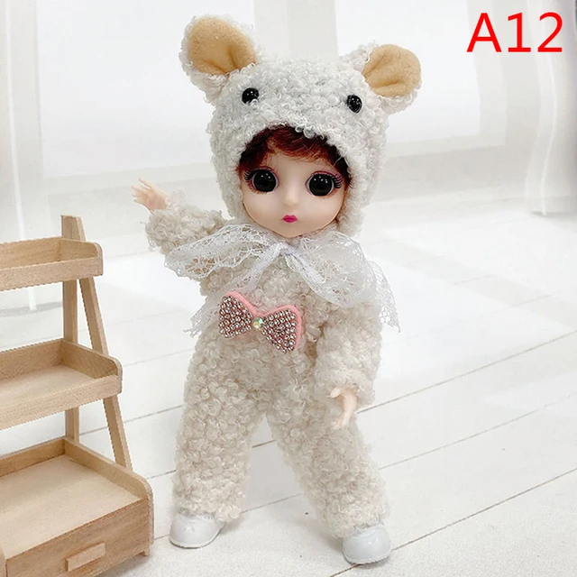 Mini 16cm BJd Doll 13 Movable Joint Girl Doll 3D Big Eyes 1/12 Fashion Princess Doll DIY Dress Up Toy Doll With Clothes Gift 5