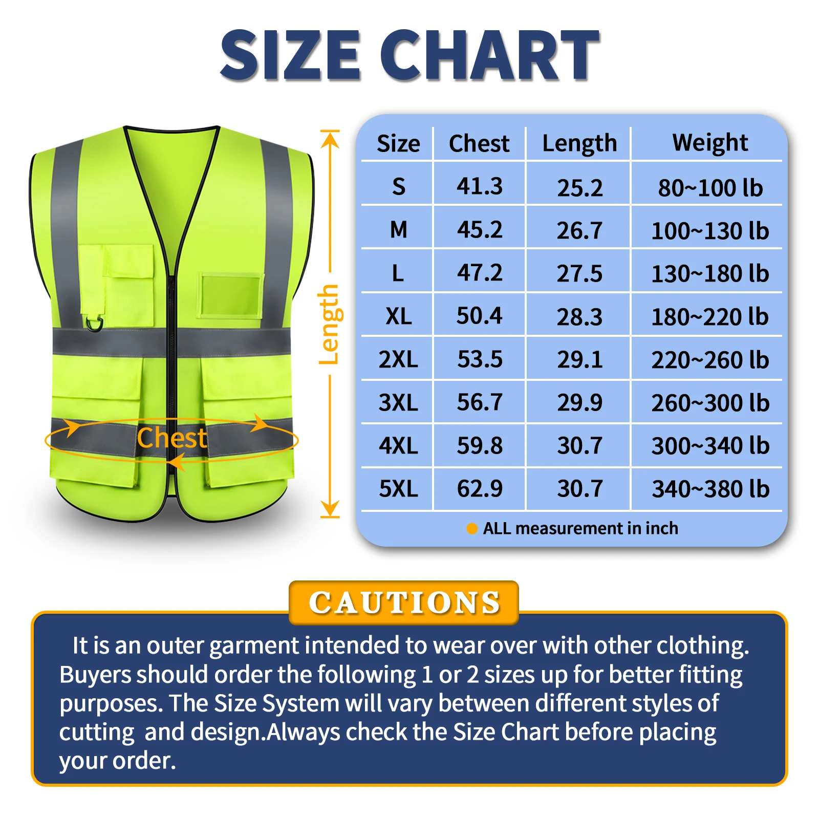 Safety Vest, High Visibility Reflective Vest with 5 Pockets Front for Men/Women, Meets ANSI/ISEA Standards