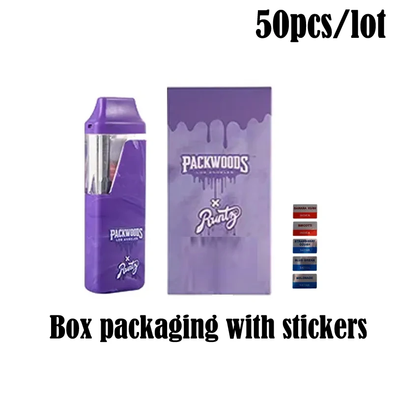 50 Pz Packwoods X Runtz Penna Vape Usa E Getta 1.0Ml Cartuccia Vuota Pod Ricaricabile Con Confezione Scatola Per Carrelli Olio Denso E Cigs