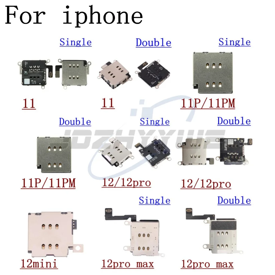 Lecteur de fente pour carte SIM simple et double pour iPhone 11 12 Mini Pro Max SE 2020, support