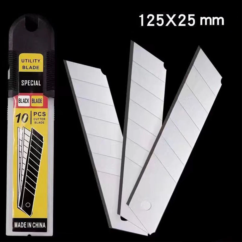 Utility Knife Blades 10PCS/Set 25mm Carbon Steel For Utility Knife Replacement Home School Art Handicraft Paper Box Cutting