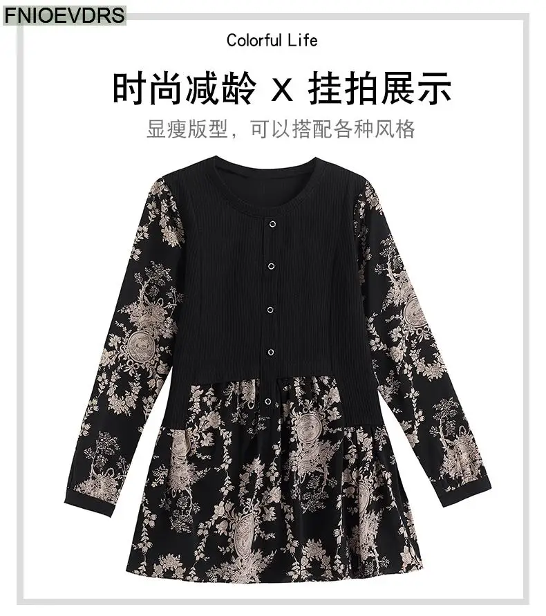 Loose Clothes Women 2024 Autumn Long Elegant Office Lady Floral Shirts Casual Retro Vintage Ruffles Tunic Peplum Tops Blouses
