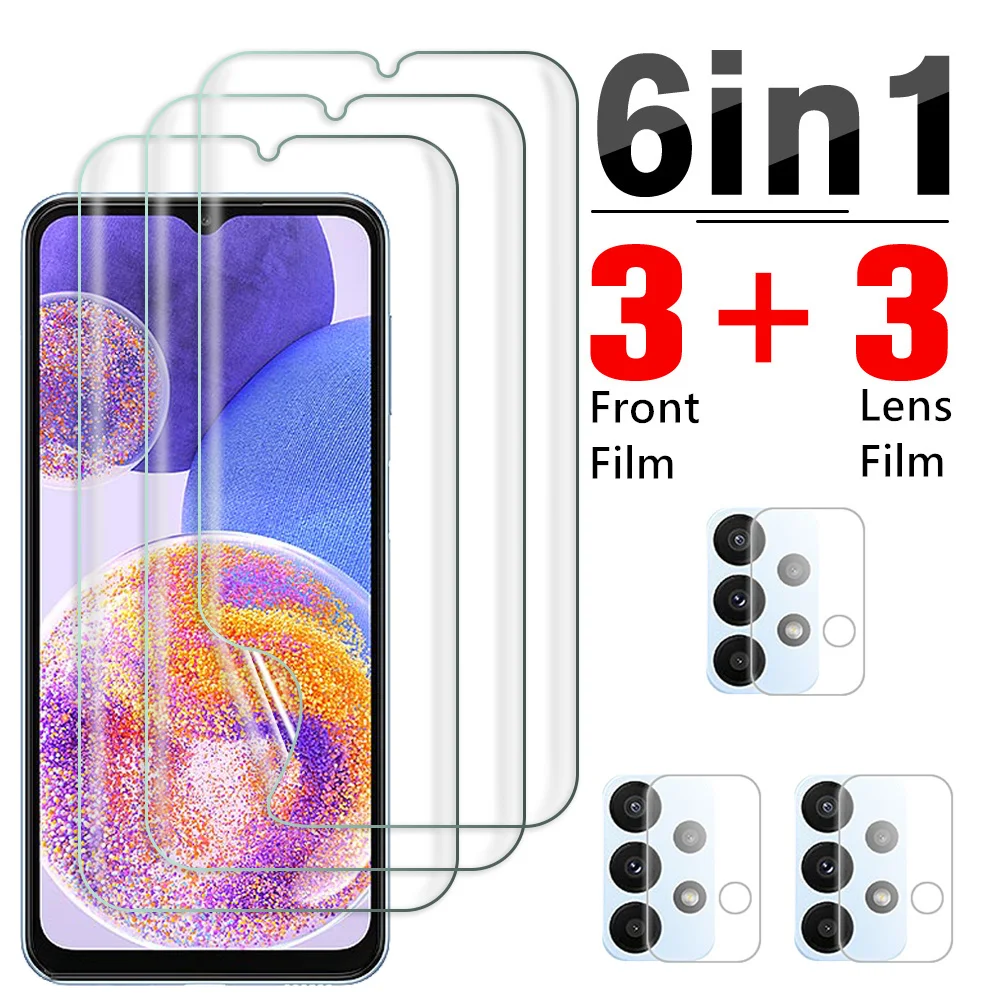 

6in1 Front Screen Hydrogel Film For Samsung Galaxy A23 4G Samsung A23 A22 4G 5G A21s A20 A20s Safety Camera Lens Protective Film