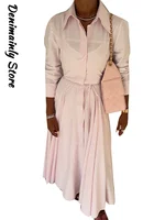 Casual Striped Women Summer Dress Lapel Single Breast Half Sleeve Slim Waist Long Dresses 2025 Autumn Lady Fashion Vacation Robe - Image 6