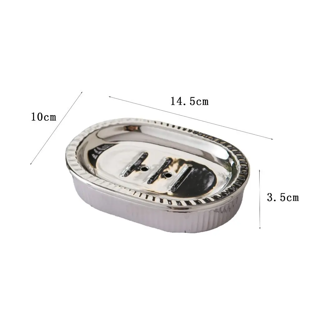 Self Draining Ceramic Soap Rack Detachable Drain Hole Double Layered Soap Dish Light Luxury Silvery Bathroom Soap Holder