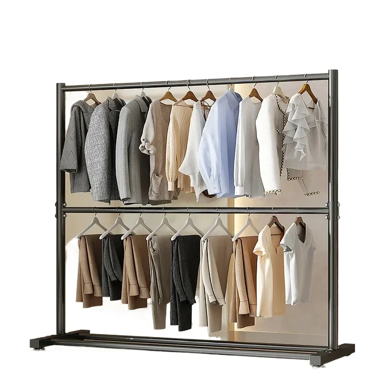 Clothes Rack for Living Room, Floor Standing Coat Hanger, Modern Closet Organizer, Multifunctional Shelves with Hook, Home