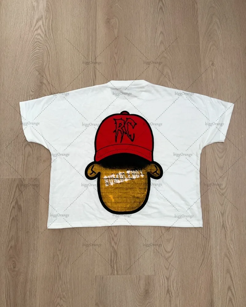 Y2K Street Hip-hop Fashion Loose Round Neck T-shirt Men Harajuku Retro Personality Print Casual Versatile Short-sleeved Women