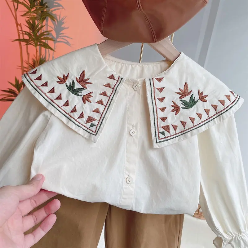 Baby Girls Spring Autumn Clothing Embroidery Tops Shirts,elegant Girl Kids Princess Tops Children Clothes