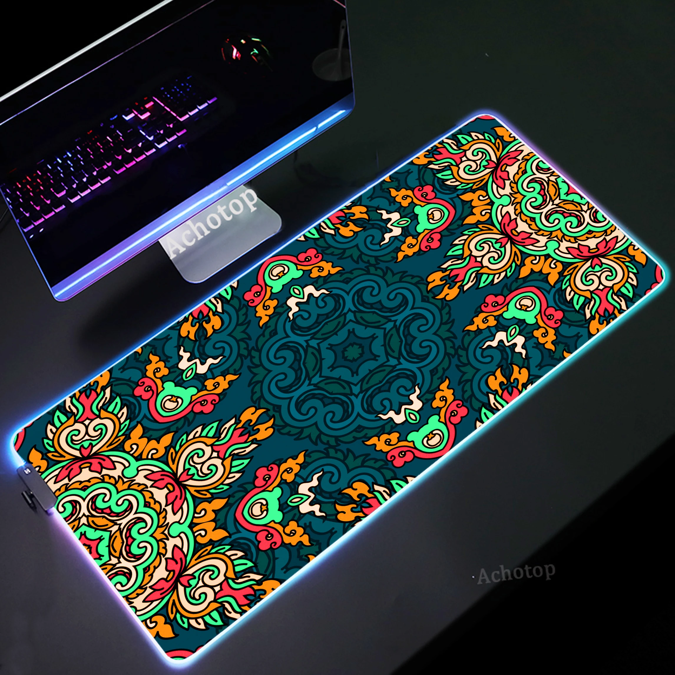 

Persian Carpet RGB Mouse Pad XXL Gaming LED Luminous Mousemat Large Desk Mats Pc Gamer Accessoires Mousepad Rubber Keyboard Pads