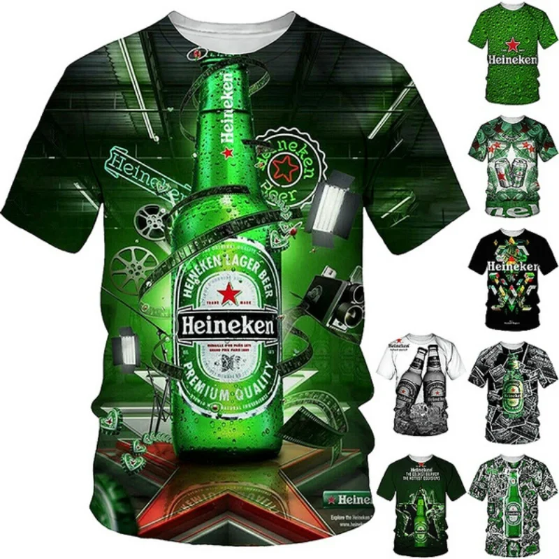 

2023 New Summer Fashion Trend Men's T-shirt 3D Printed Beer 3D Printed T-shirt Men's Fashion Short Sleeve T-shirt Top Oversized