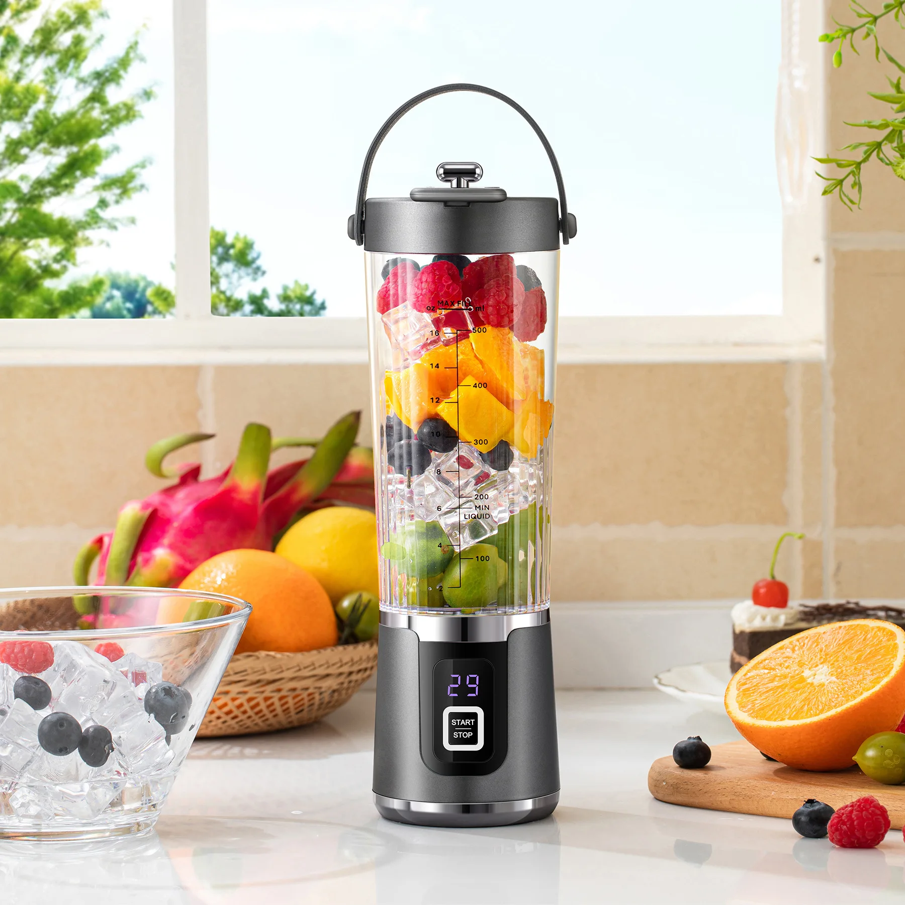 Kabelloser tragbarer Mixer – Leistungsstarker Smoothie-Becher mit Edelstahlklingen und USB-C-Aufladung – Detail 12