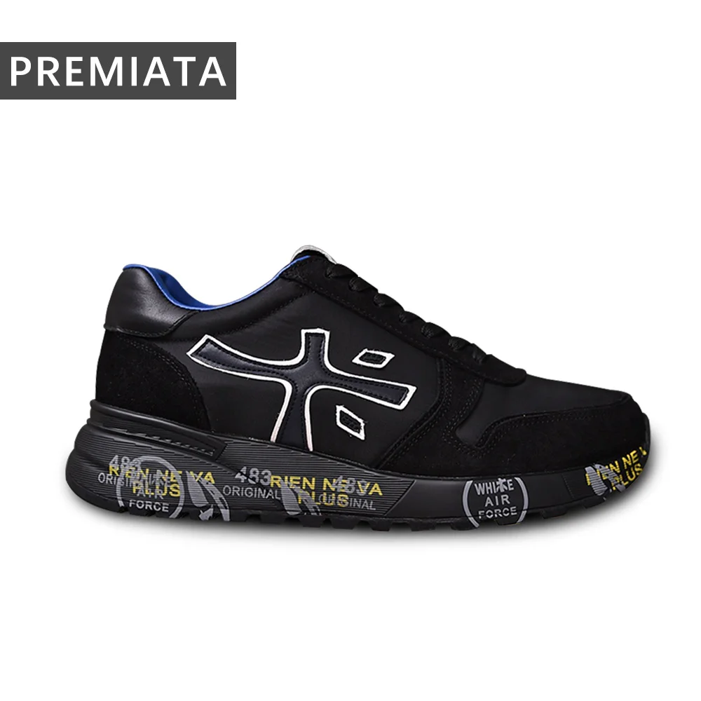 

PREMIATA Men's Fashion Simple Trendy All-match Retro Casual Sports Shoes Classic Black Mesh Breathable Damping Jogging Shoes
