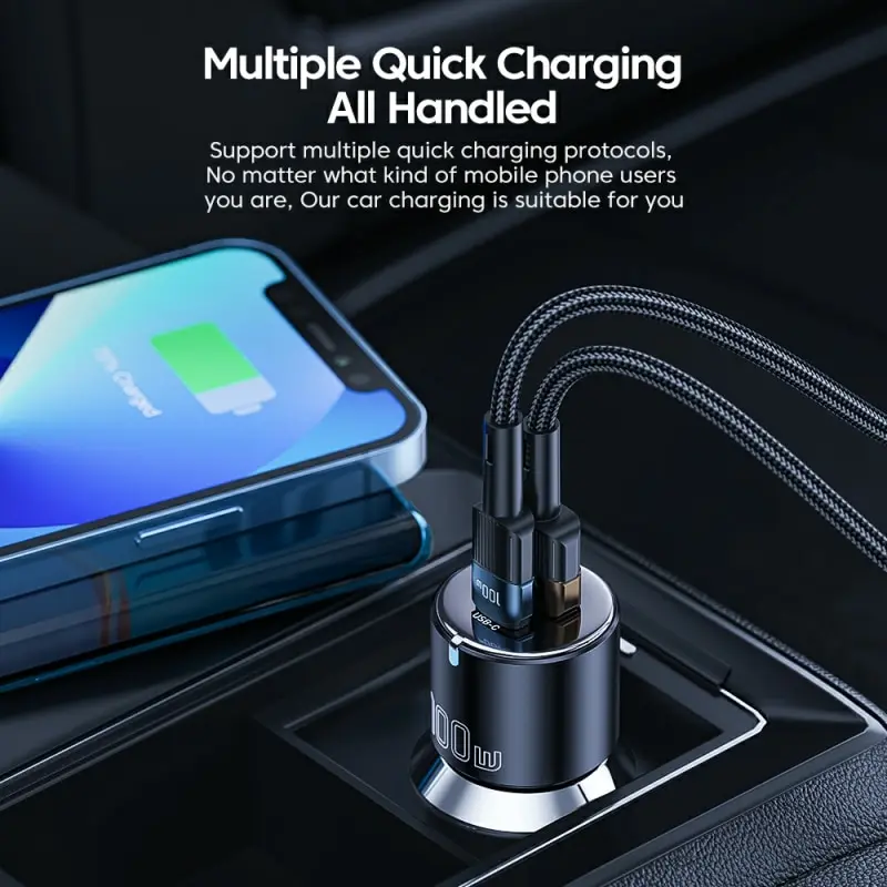 Chargeur De Voiture 100W Charge Rapide QC PD 3.0 USB Type C Pour iPhone 14 Samsung Ordinateurs Portables Tablet car charger car phone charger
