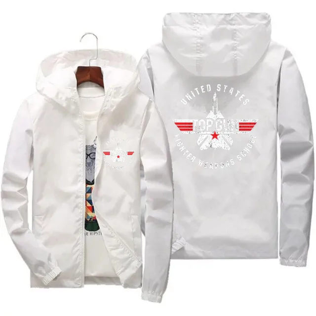 Giacca a vento da pilota sottile e aderente con cerniera e cappuccio, modello Top Gun Fighter Weapons School Maverick Goose, da uomo, primavera_voghion.com