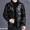 Men's Winter Thickened Short Bright Surface Warm down Cotton Jacket Stylish Men's Outerwear Coat Trendy Cold-Resistant Coat