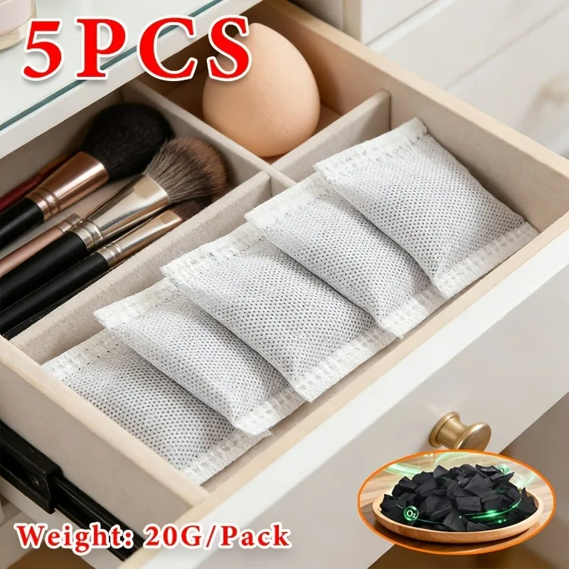 Pack of Activated Carbon Odor Absorber Bags - Double Layer Deodorizer for Home, Car, and Closet