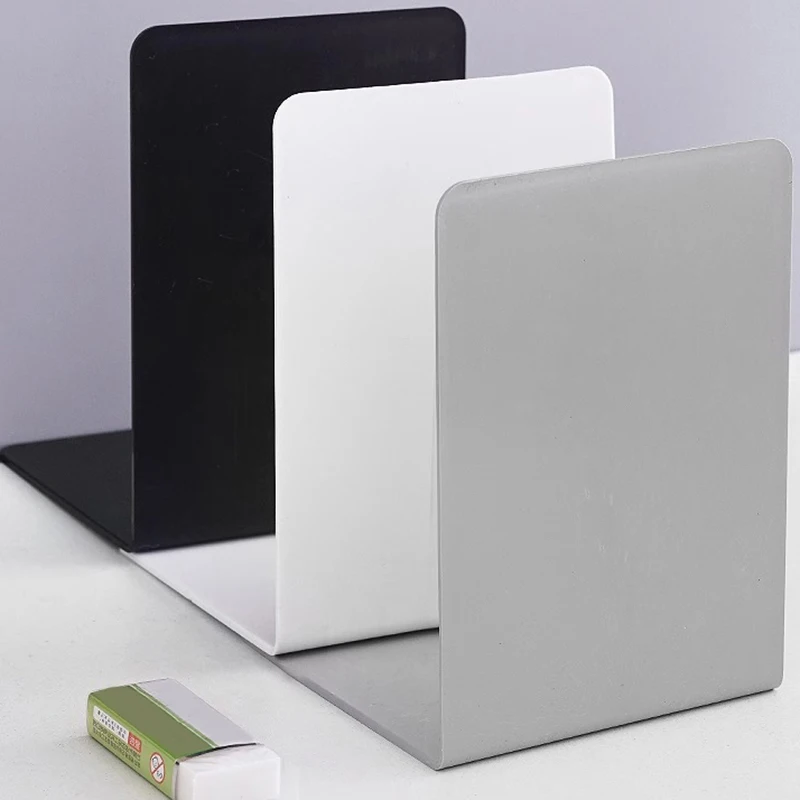 Sleek L-Shaped Desktop Organizer and Bookend Set - Minimalist Design for Durable, Stylish Display