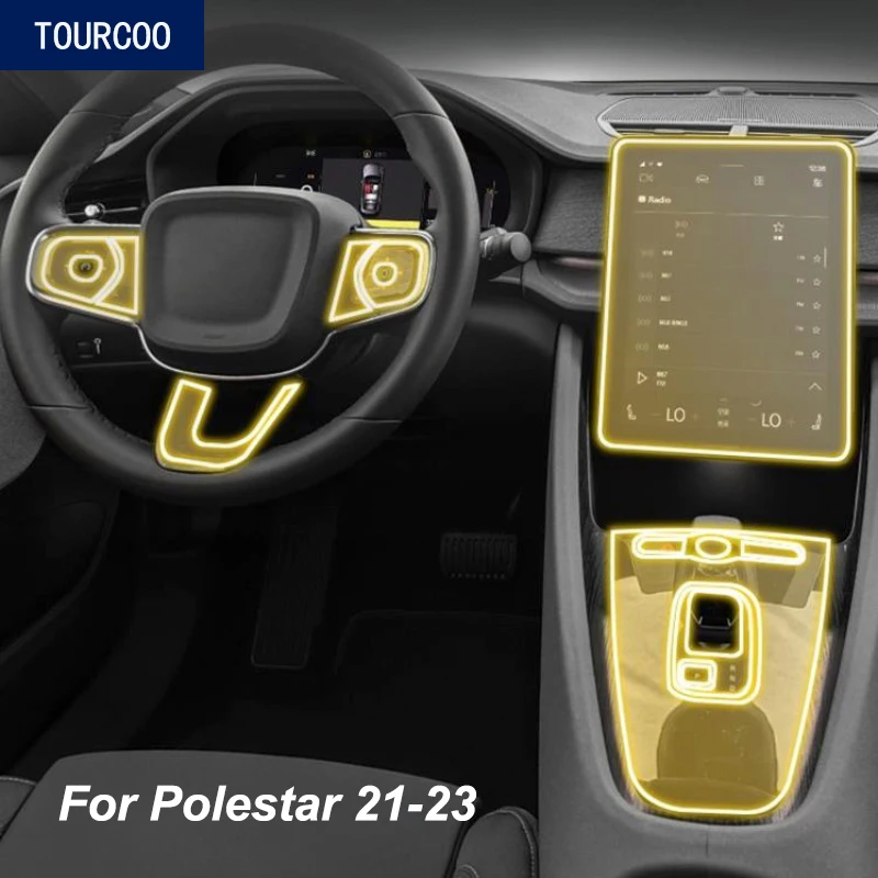 Per Polestar 2 2021-2023 Tpu Trasparente Console Centrale Schermo Pannello Ingranaggi Pellicola Protettiva Adesivi Di Riparazione Antigraffio
