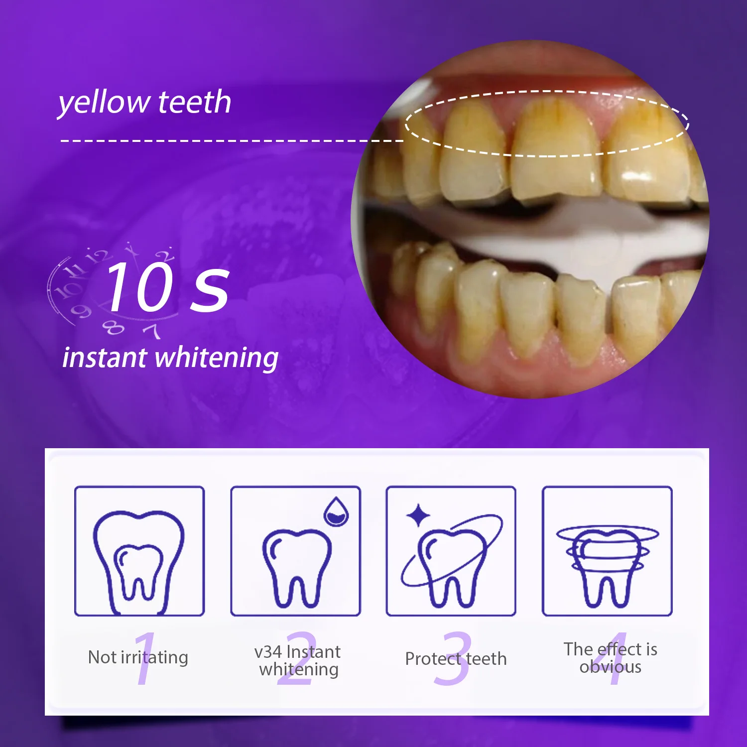 Teeth Whitening Product Teeth Whitening Essence Teeth Health Product Whitening Toothpaste Removal Plaque Stain Purple Corrector Enamel Care Reduce Yellowing Oral Clean
