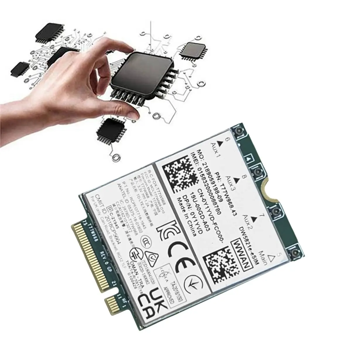 ABAN T77W968 DW5821e E-SIM 4G LTE 모듈 CAT16 1Gbps..
