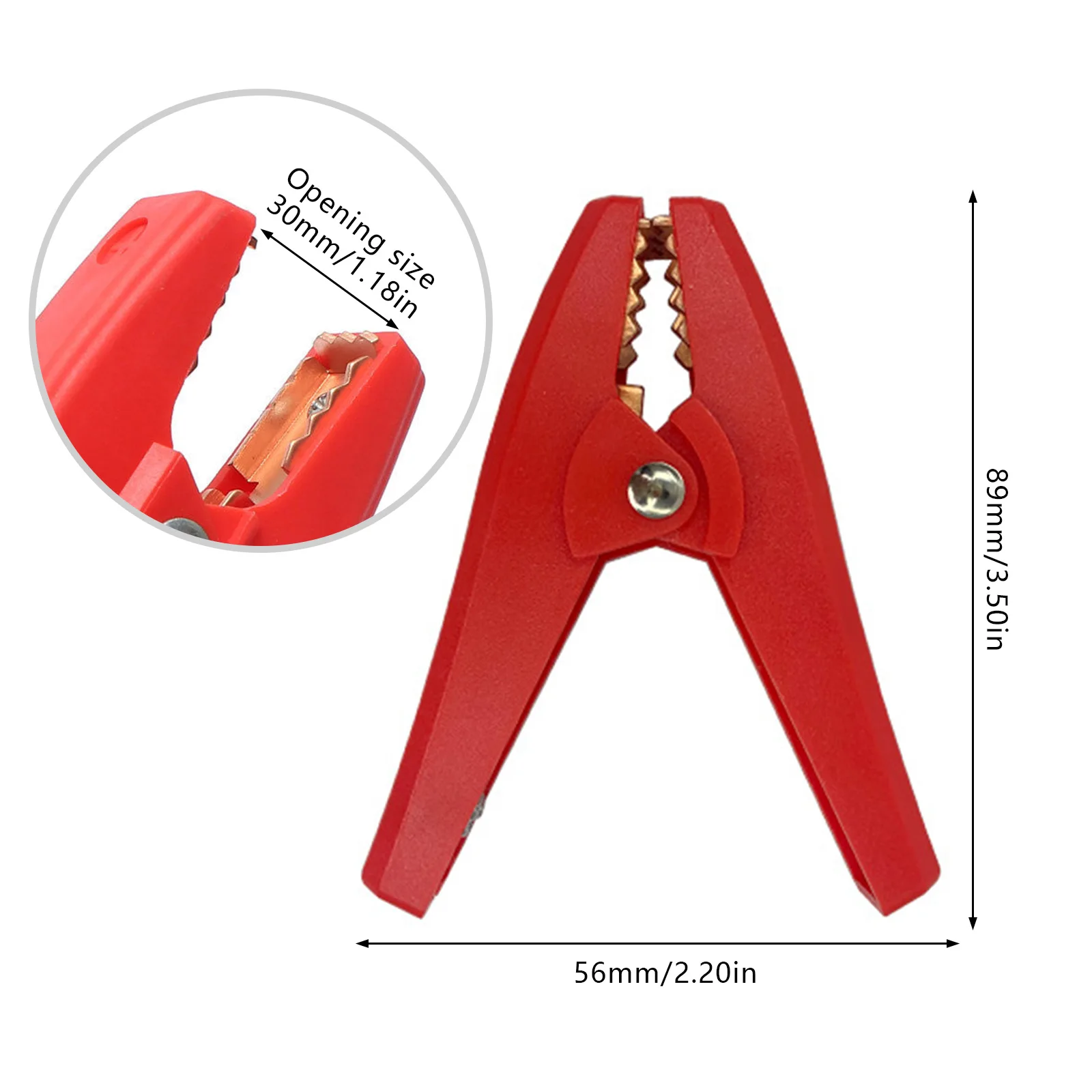 2Pcs Battery Terminal Clamp 30A/50A/100A Red + Black 70mm/80mm/90mm Crocodile Car