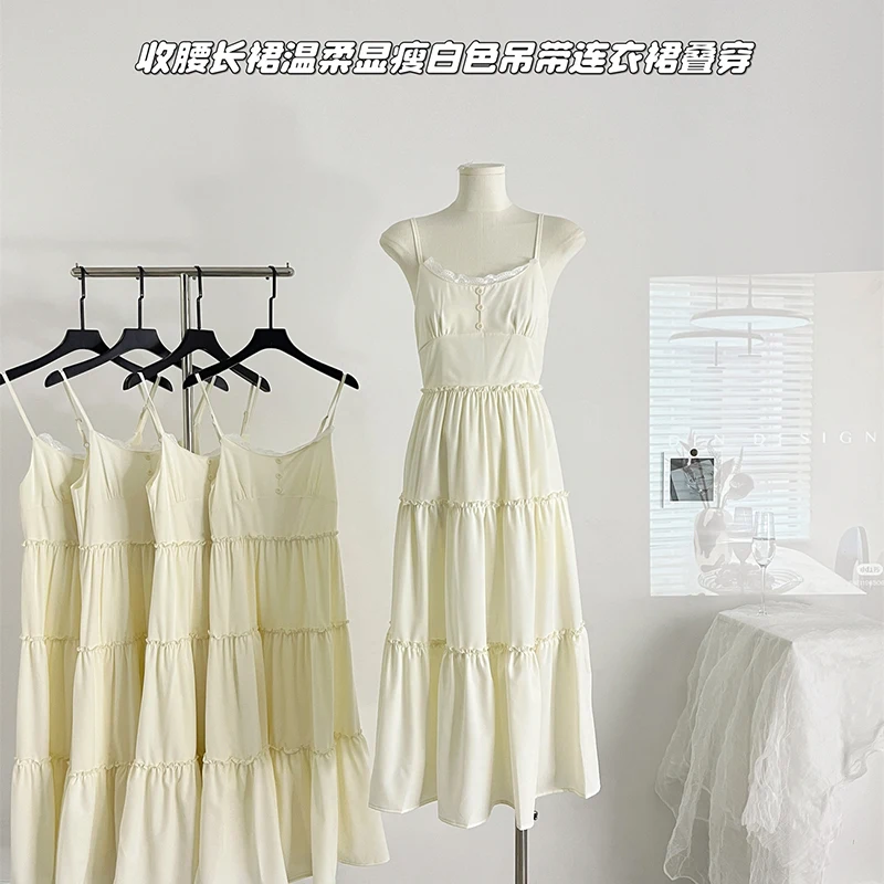 

2024 New Patchwork Lace Elegant Sling Dress Women Fashion Chic Sexy Club Dress Summer New Korean Temperament Dress
