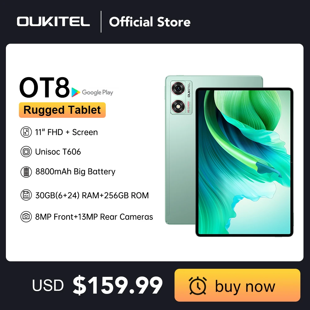 Oukitel OT8 4G Tablet 11 Inch FHD+ Display 6GB RAM 256GB ROM 