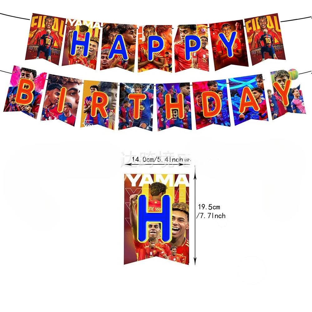 Yamal Football Star Birthday Party Decoration Fans Banner Balloon Cake Topper Soccer Holiday DIY Decor