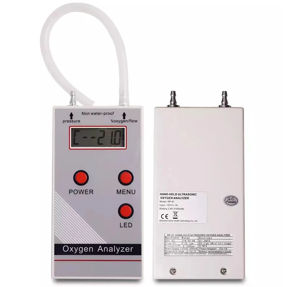 Oxygen Analyzer Professional Portable O2 Oxygen Concentration Meter Detector Flo