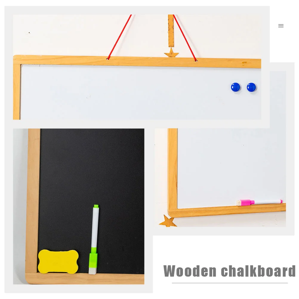 1pc doppelseitige Tafel Whiteboard praktische Holz schrift lösch bare Message Board kleine hängende Tafeln für Kinder