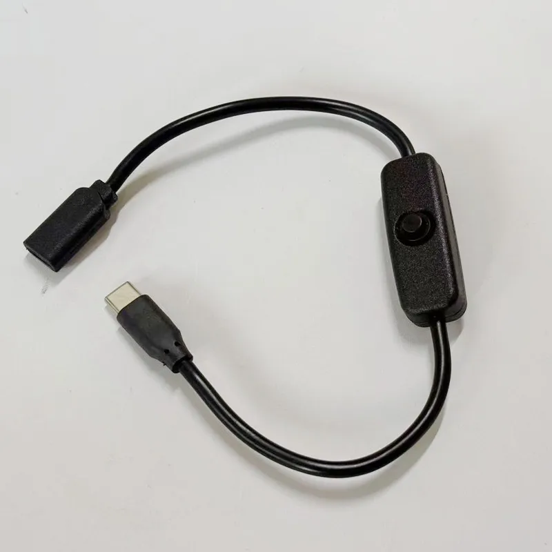 온/오프 스위치 버튼이 있는 USB C 케이블, C형 남성-여성 커넥터, C형 스위치 와이어 코드