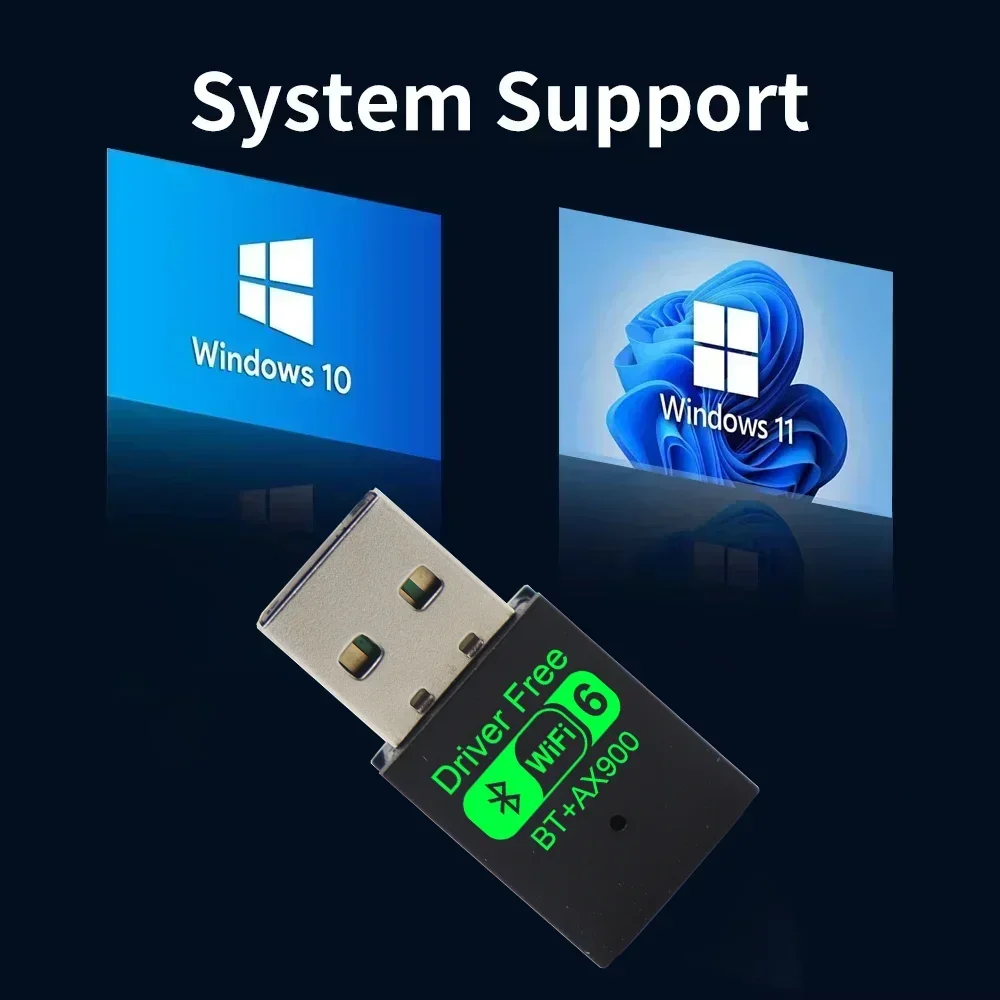 WiFi 6 AX900 블루투스 5.4 WiFi USB 어댑터 무선 네트워크 카드 PC/노트북 Win10/11용 2.4G&5GHz Wi-Fi 안테나 신호 수신기