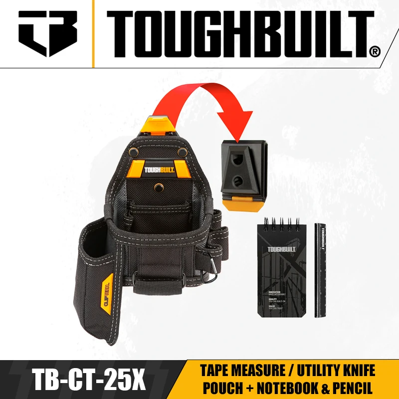 TOUGHBUILT TB-CT-25X Tape Measure Utility Knife Pouch Notebook