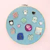 Canvas Leather Embroidery Hoop for Display Pins Buttons Wall Decoration Home Gift Decorative Brooch Pins Organizer 87HA 4