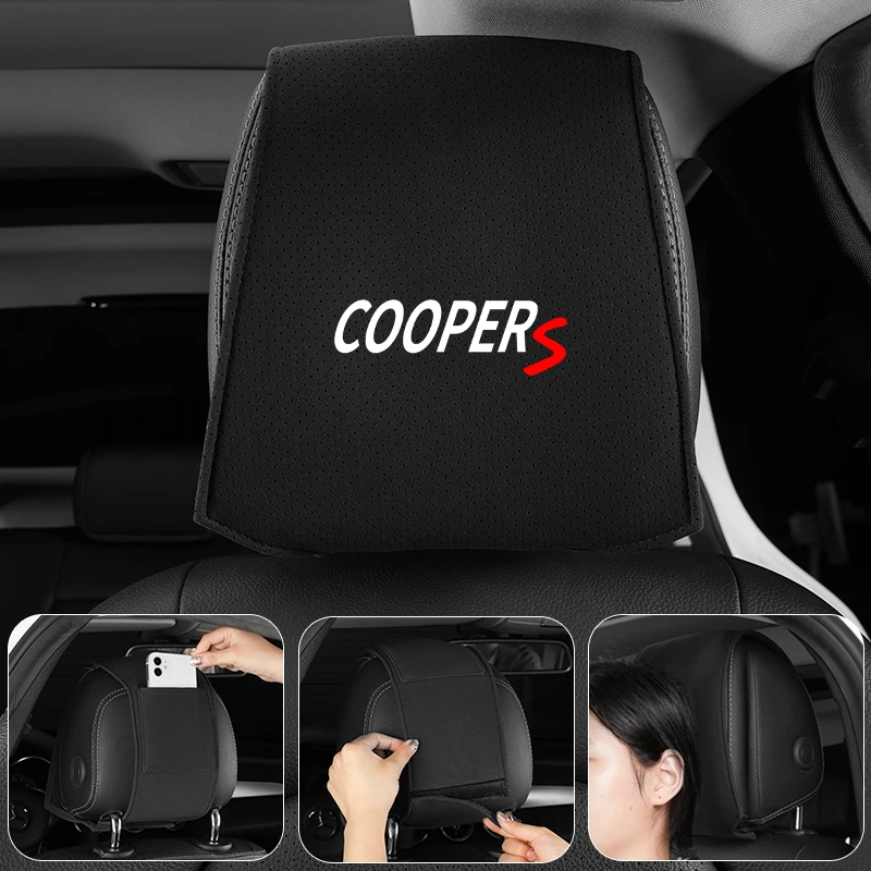 Car Headrest Cover Seat Head Rest Neck Pillow Protector For MINI Cooper F55 F56 R60 R59 R58 R57 R56 R55 R53 R52 R50 JCW Clubman