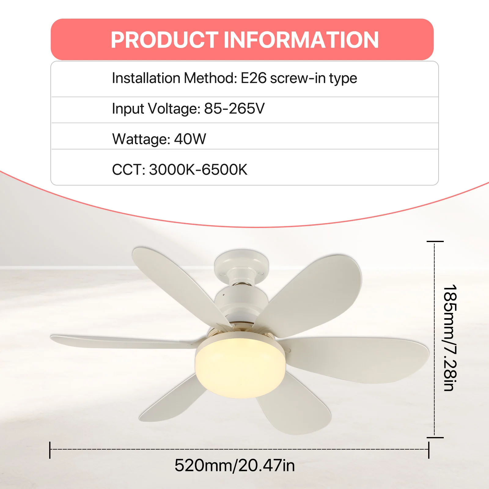 AC 110V 220V Modern Ceiling Fan Light With Remote 3000K-6500K Dimmable Wireless Silent 40W E27 Base Fans Lighting for home use