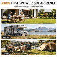 Kit de panneau solaire portable pliable 300W, étanche, chargeur de secours solaire d'urgence pour le camping, la station d'alimentation RV, la vie hors réseau 6