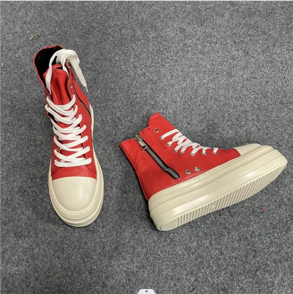 Trendy Canvas Shoes Luxury Trainers Ankle Lace Up Women Sneaker Zip Hip Hop Streetwear Flat Chunky Sneaker Shoes