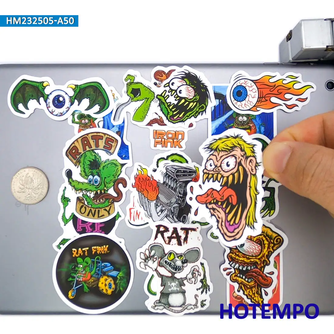 20/30/50 Stück, Fink Ratte Aufkleber, Gruselige Maus, Punk Gothic Art Aufkleber, für motorrad, auto, fahrrad, skateboard, gepäck, laptop, tasse, gitarre, helm, scrapbook, Handy-Aufkleber – Detail 5