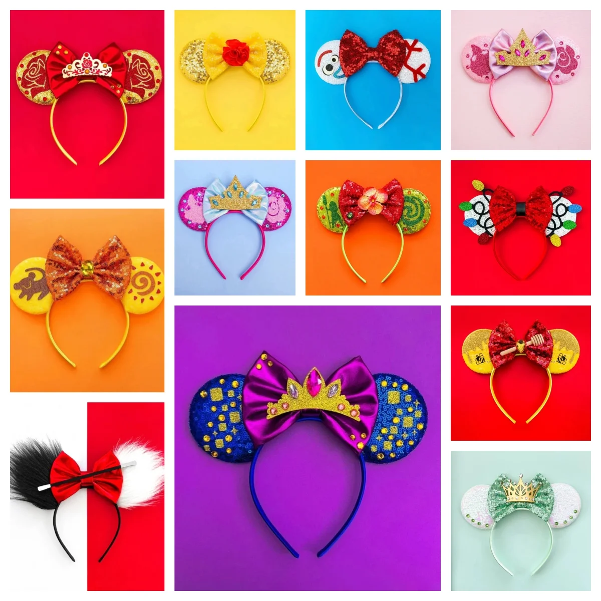 Holiday Party Minnie Mouse Ears Headbands Colorful Butterfly Hair Headwear Adult Girl Accessories Kids Baby Gift