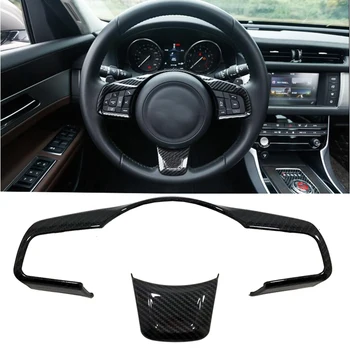 ABS Carbon fiber look Steering Wheel Decorative Frame Trim Car-styling For Jaguar XE XF F-Pace 2016 2017 1